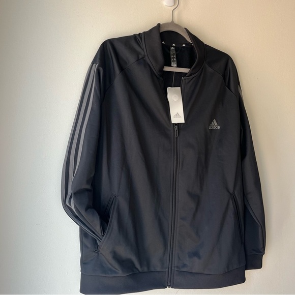 Adidas Women’s 2XL Black Primegreen 3-Stripes Track Jacket Zip Up NWT Athleisure - Picture 2 of 9